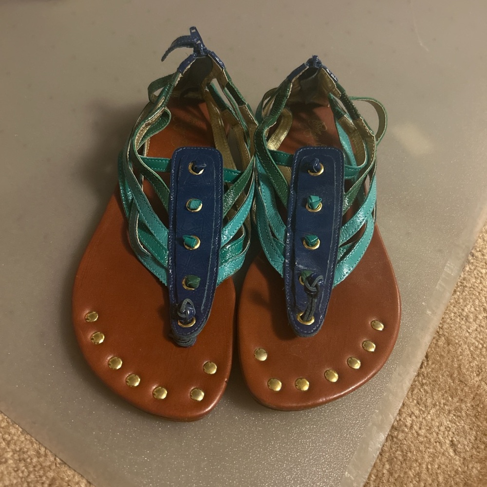 Matt Bernson Blue and Green Strappy Sandals
